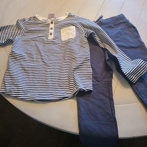 Blue and white joggers and long - sleeve tee for boy or girl